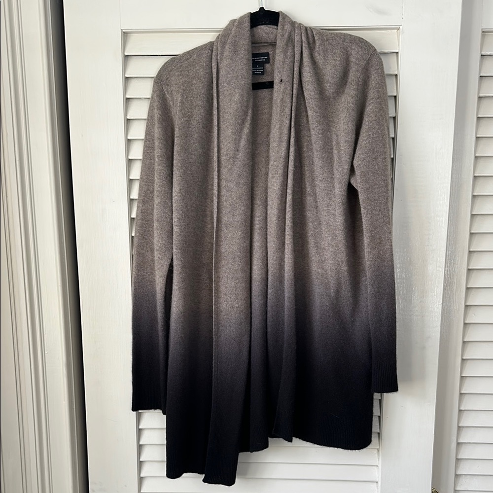 Bloomingdale's Brown and Black Cardigan with Shawl Collar